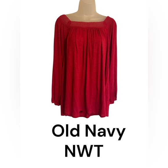 Old Navy Tops - NWT  Old Navy Red Crochet Square-Neck Peasant Top   SIZE: 2X    #K